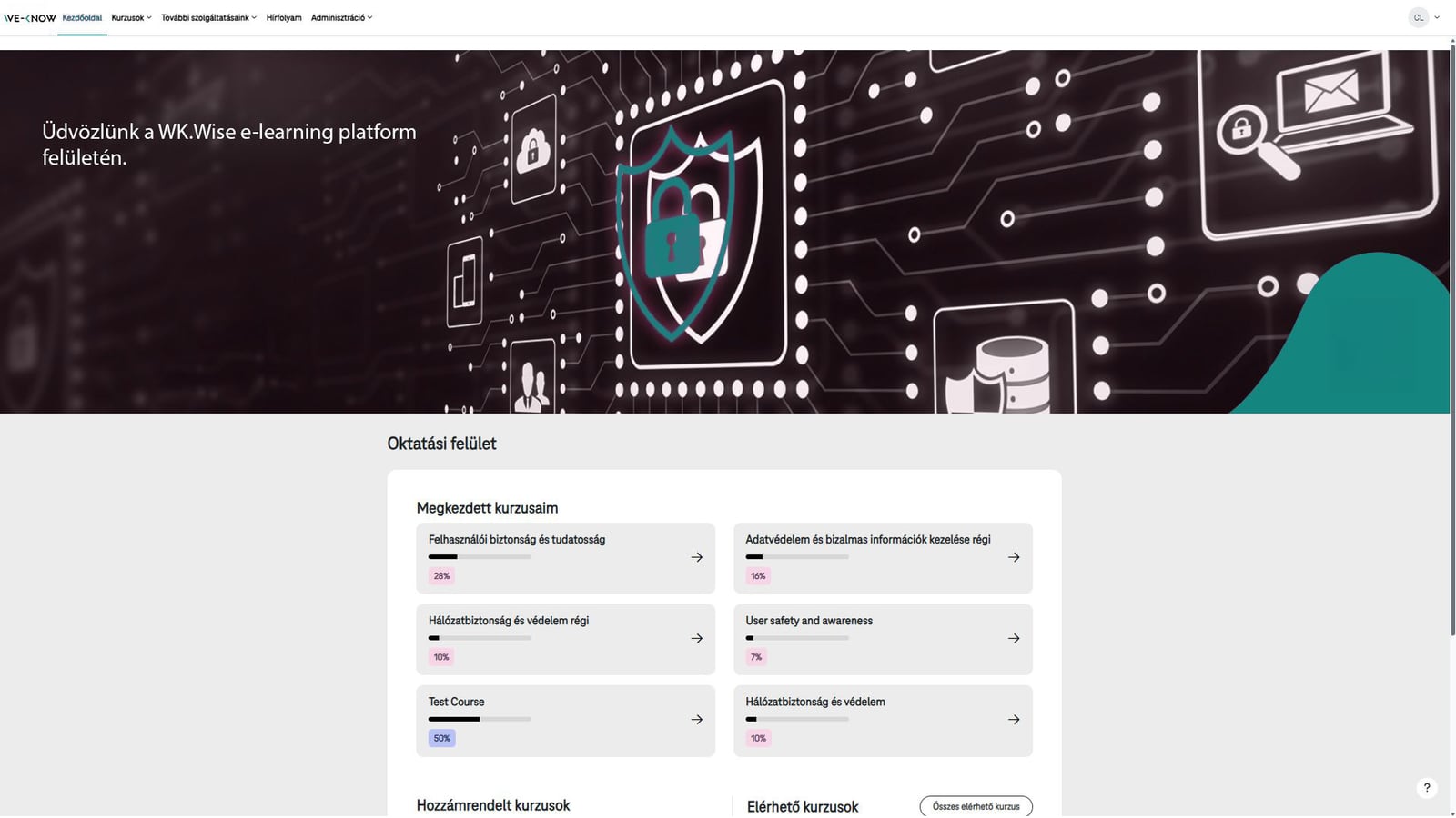 E-Learning — oktatást támogató platform